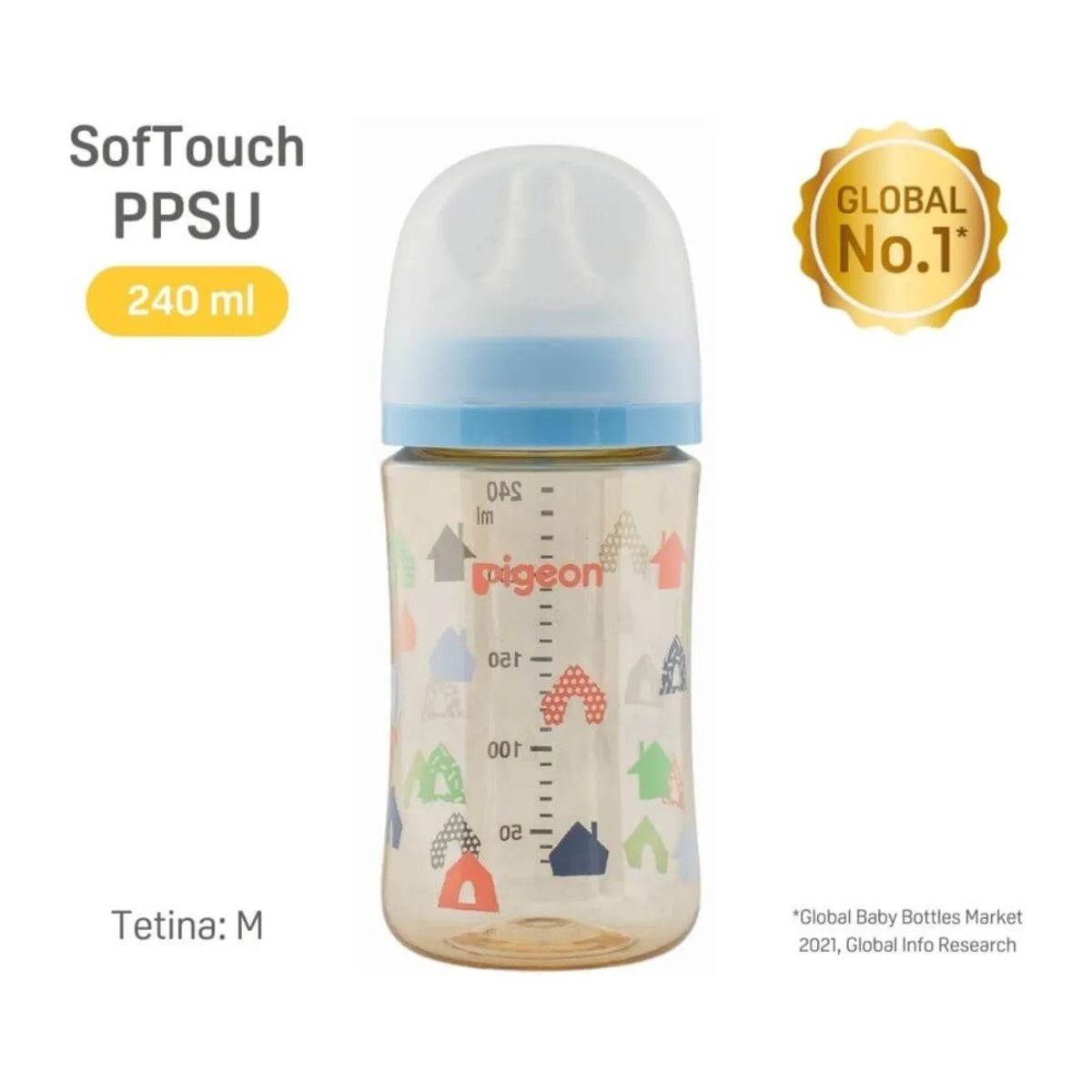 PIGEON - Mamadera Pigeon Boca Ancha 240ml House Softouch PPSU