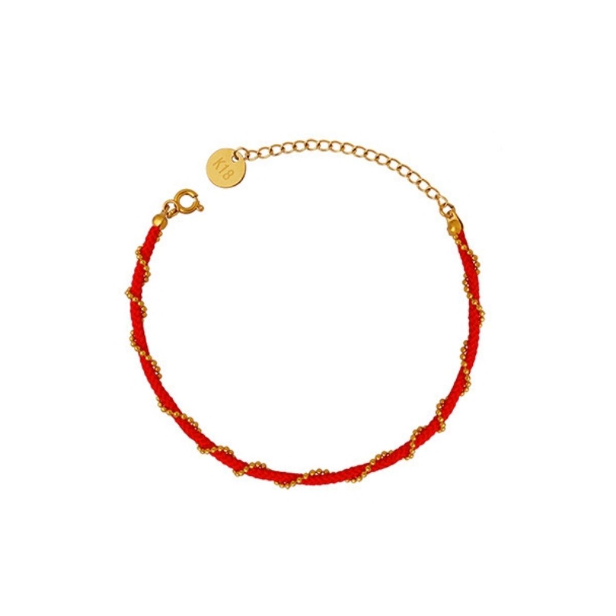 LUX JOYAS - Pulsera Baño Oro Amarillo 18k Hilo Rojo Enrollado