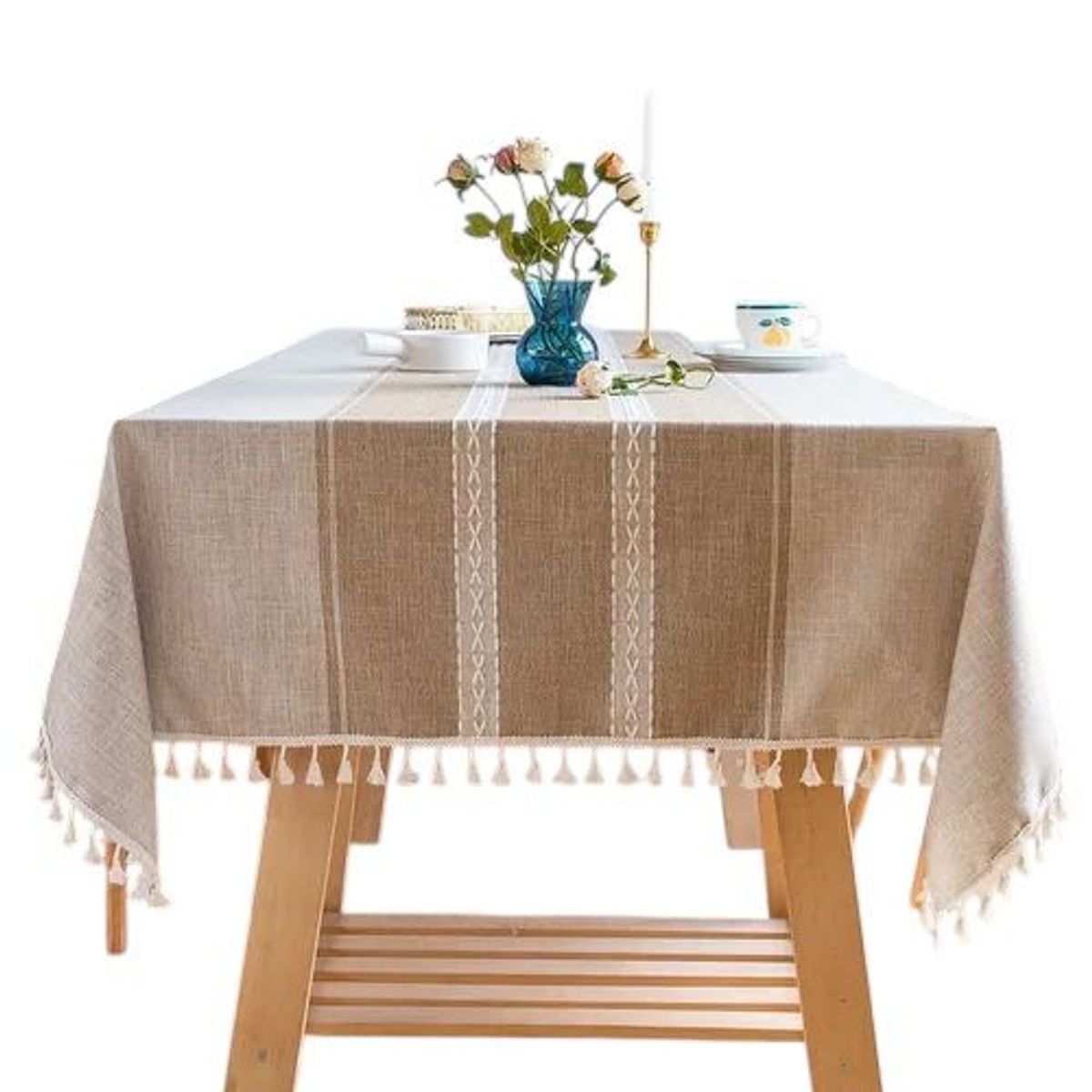 OEM - Mantel De Tela Mesa Cuadrado Diseño Lineas 140x180cm