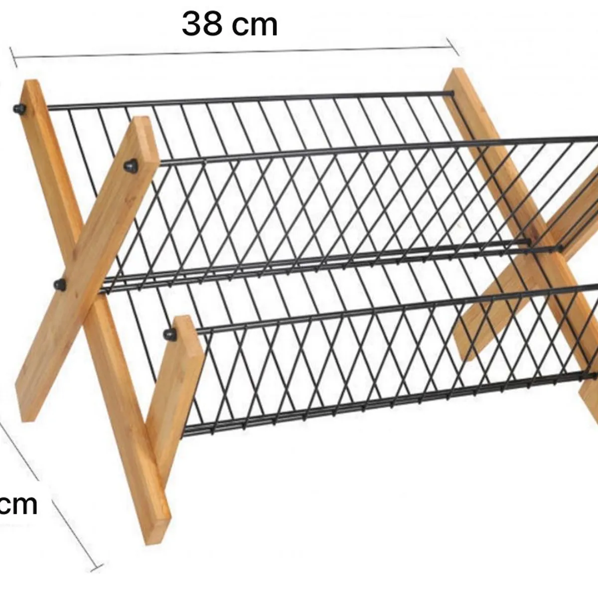 GENERICO - Secador Escurridor De Loza Platos 2 Niveles Bambu Y Metal