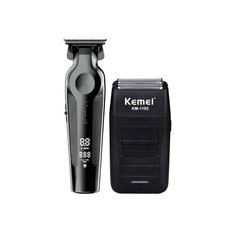 KEMEI - Combo Kemei Trimmer Kemei 264 + Shever Kemei 1102 Negro
