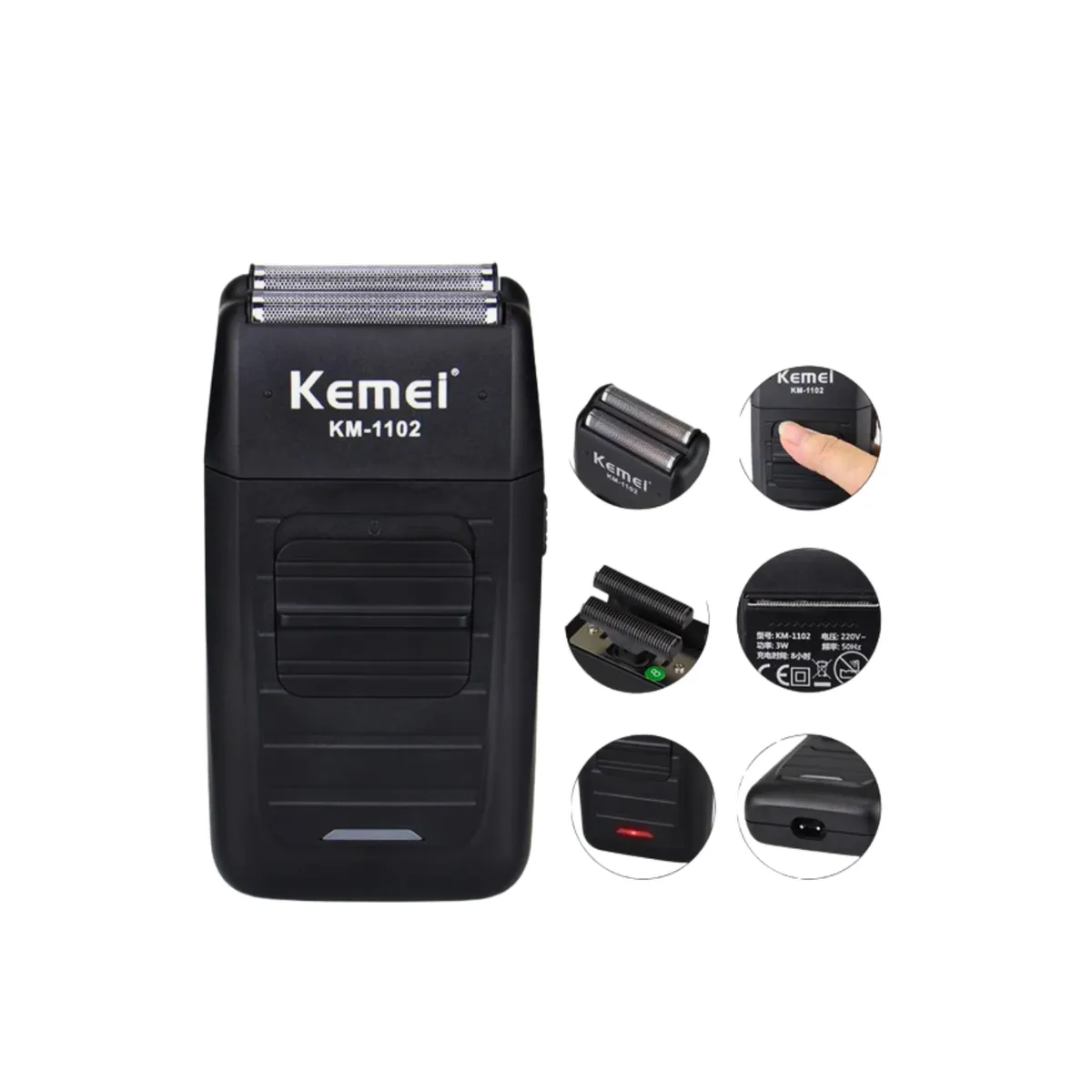 KEMEI - Combo Kemei Trimmer Kemei 264 + Shever Kemei 1102 Negro