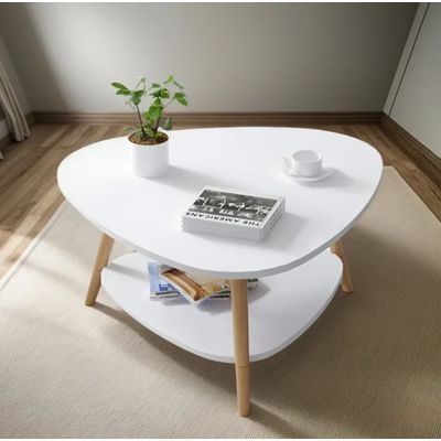 Imagen 2 del producto Mesa de centro triangular blanca 60x60x42 cm 2 niveles