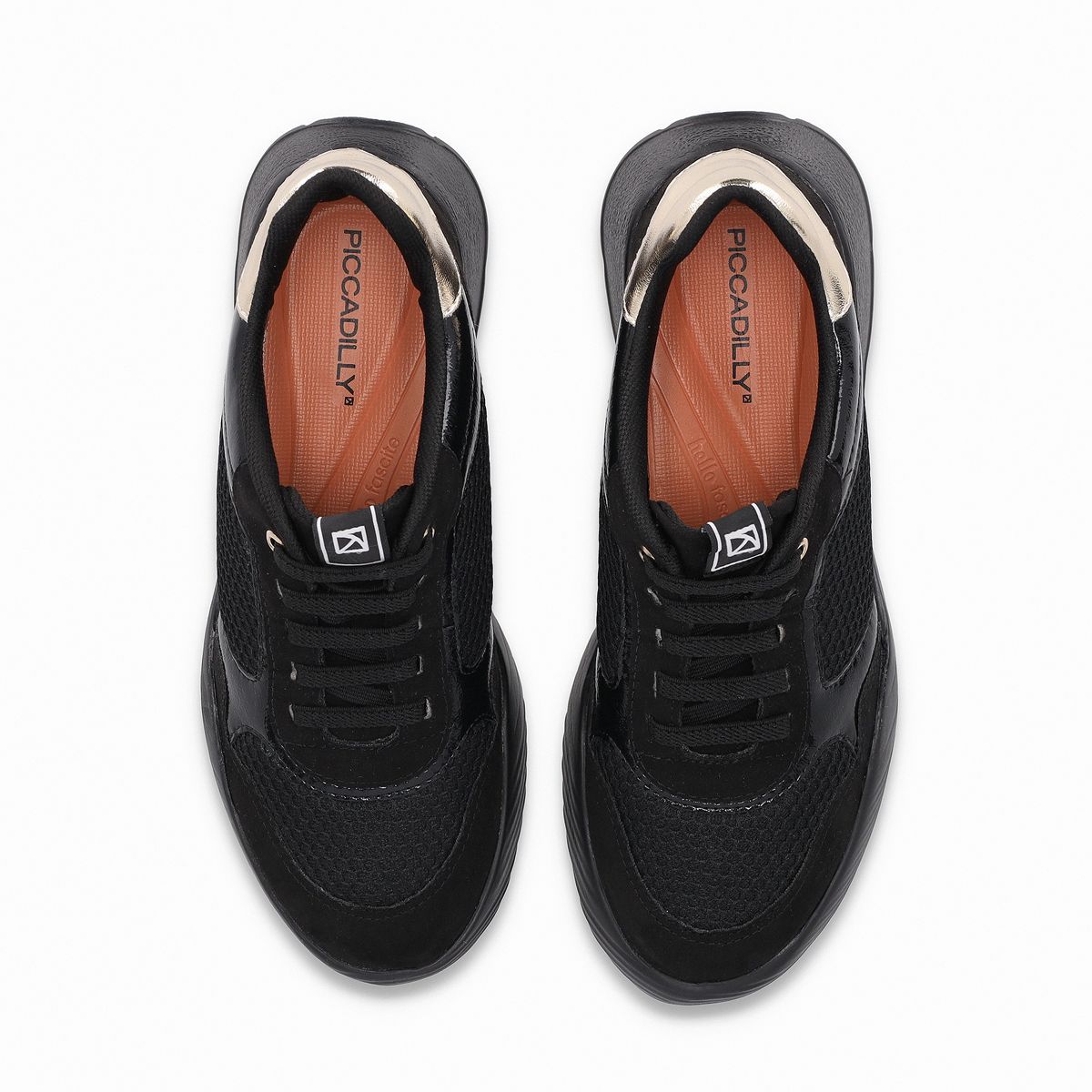 PICCADILLY - Zapatilla Mujer Negro/Dorado Fascitis Anabela Piccadilly