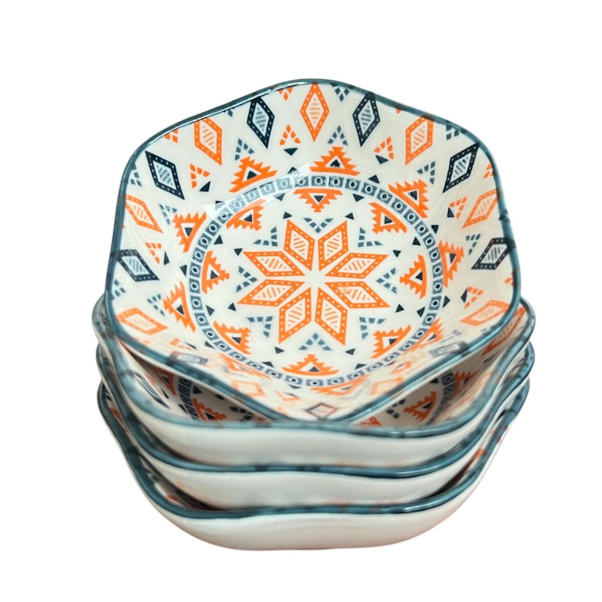 GENERICO - Pack 4 Platos Bowl Para Salsas Con Diseños Rombos