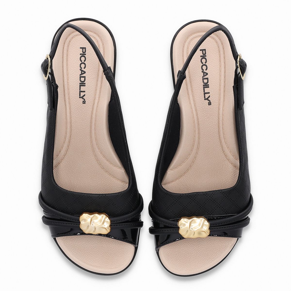 PICCADILLY - Sandalia Mujer Negro/Dorado Camila 0125 Piccadilly