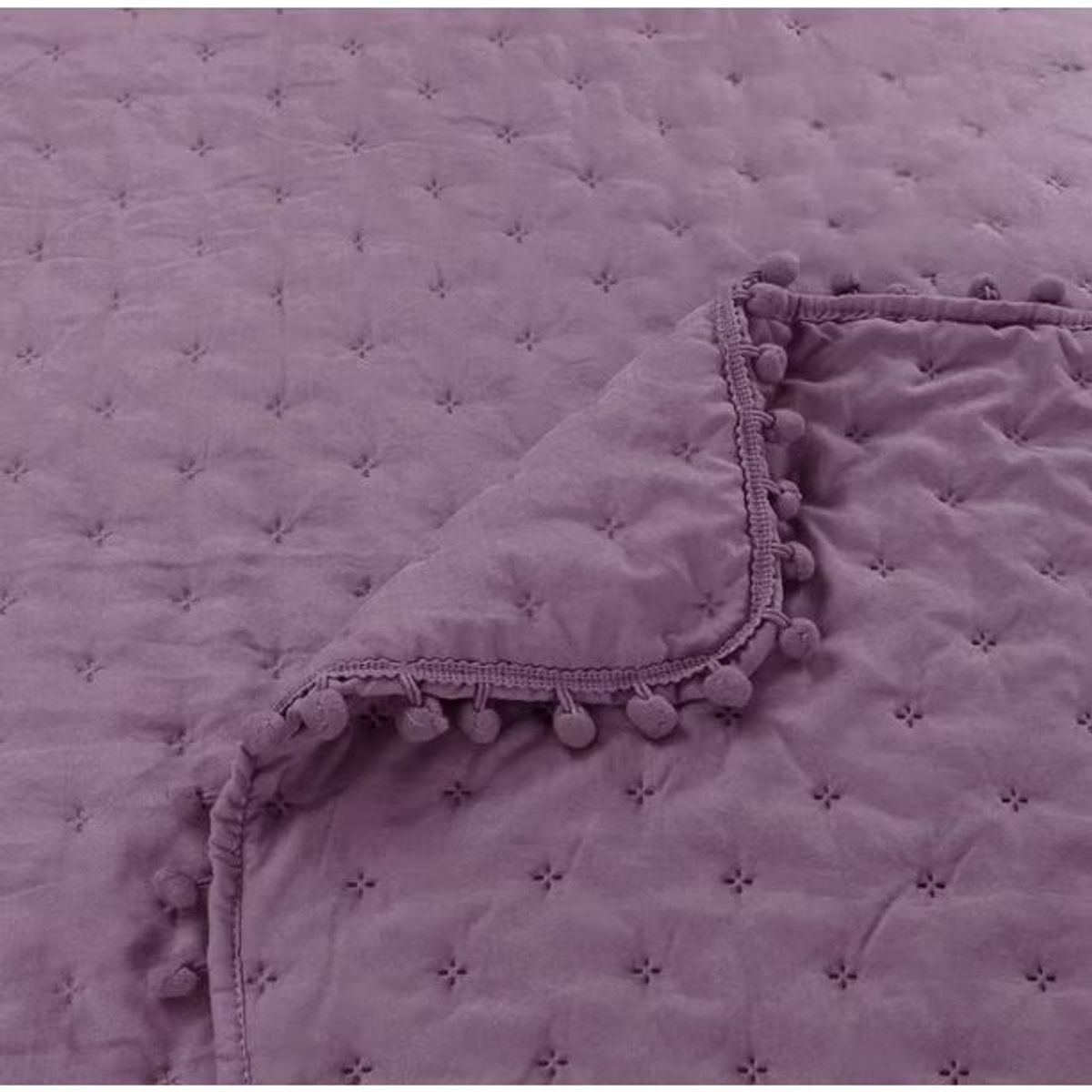 GENERICO - Cubrecama Y Fundas Con Pompon Dos Plazas Dormitorio