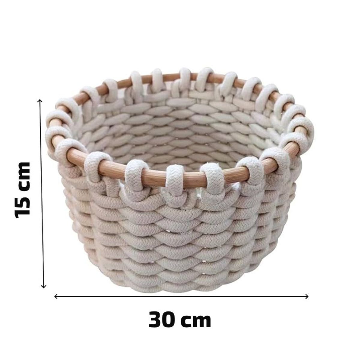 GENERICO - Macetero Cesto Canasto Cesta Tejida Blanca Flexible