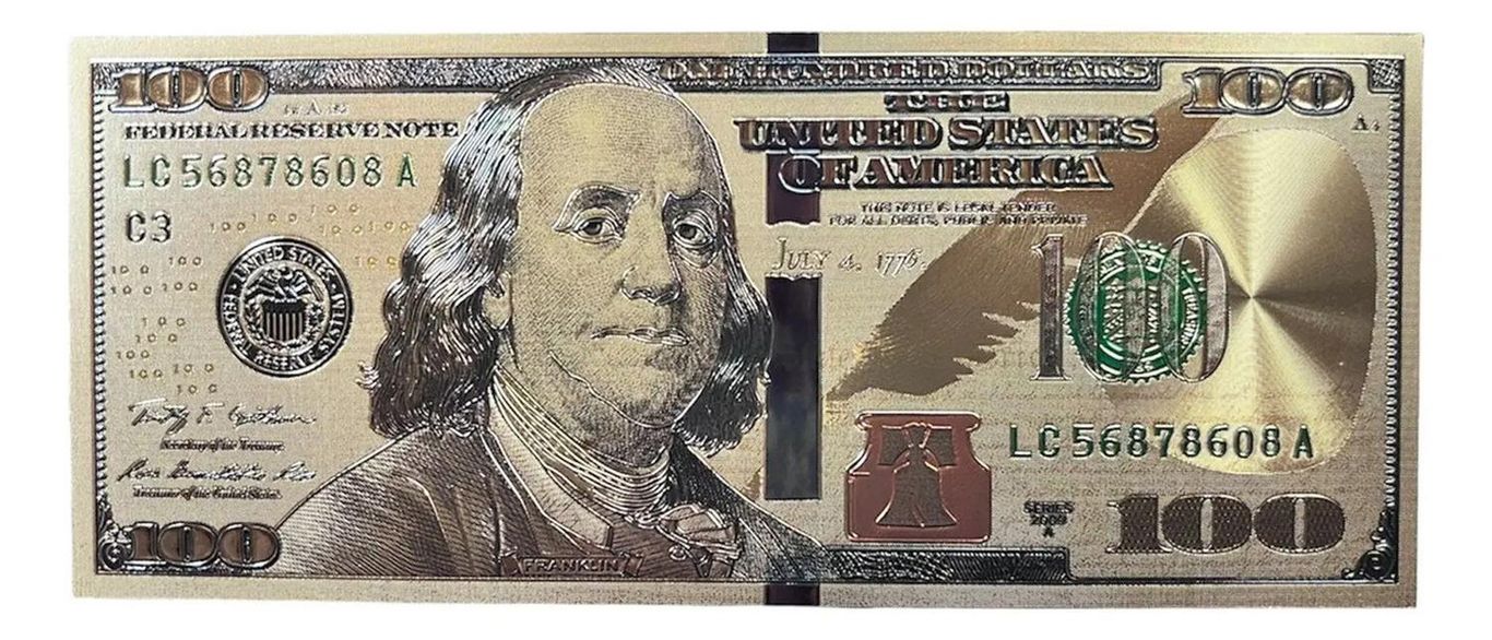 Iman Decorativo Dolar Billete 6x15cm - Dorado