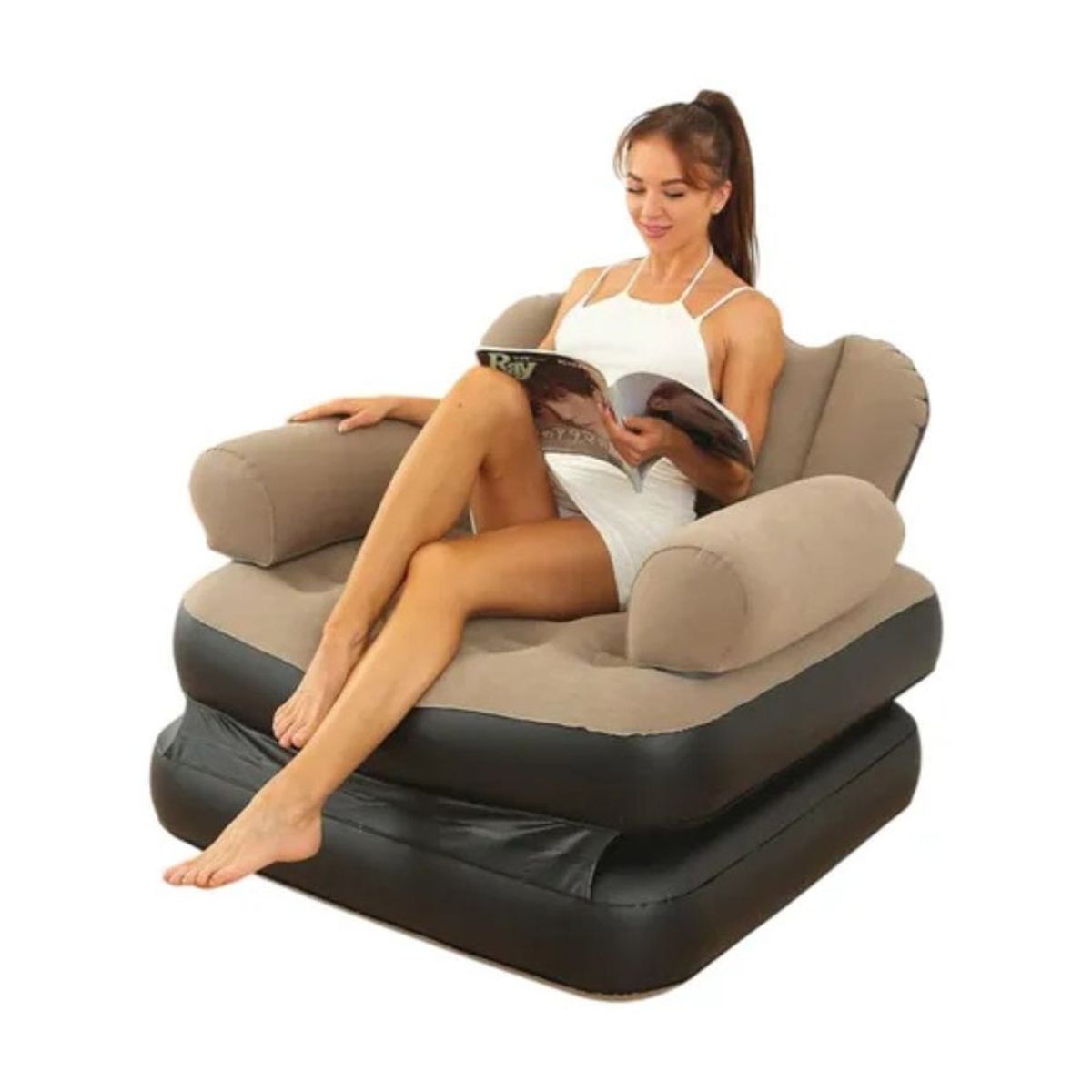GENERICO - Sillon Puff Sofa Silla Inflable Doble Uso Cama Portable