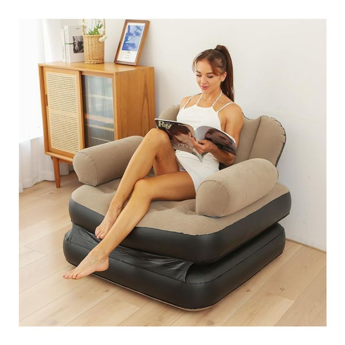GENERICO - Sillon Puff Sofa Silla Inflable Doble Uso Cama Portable