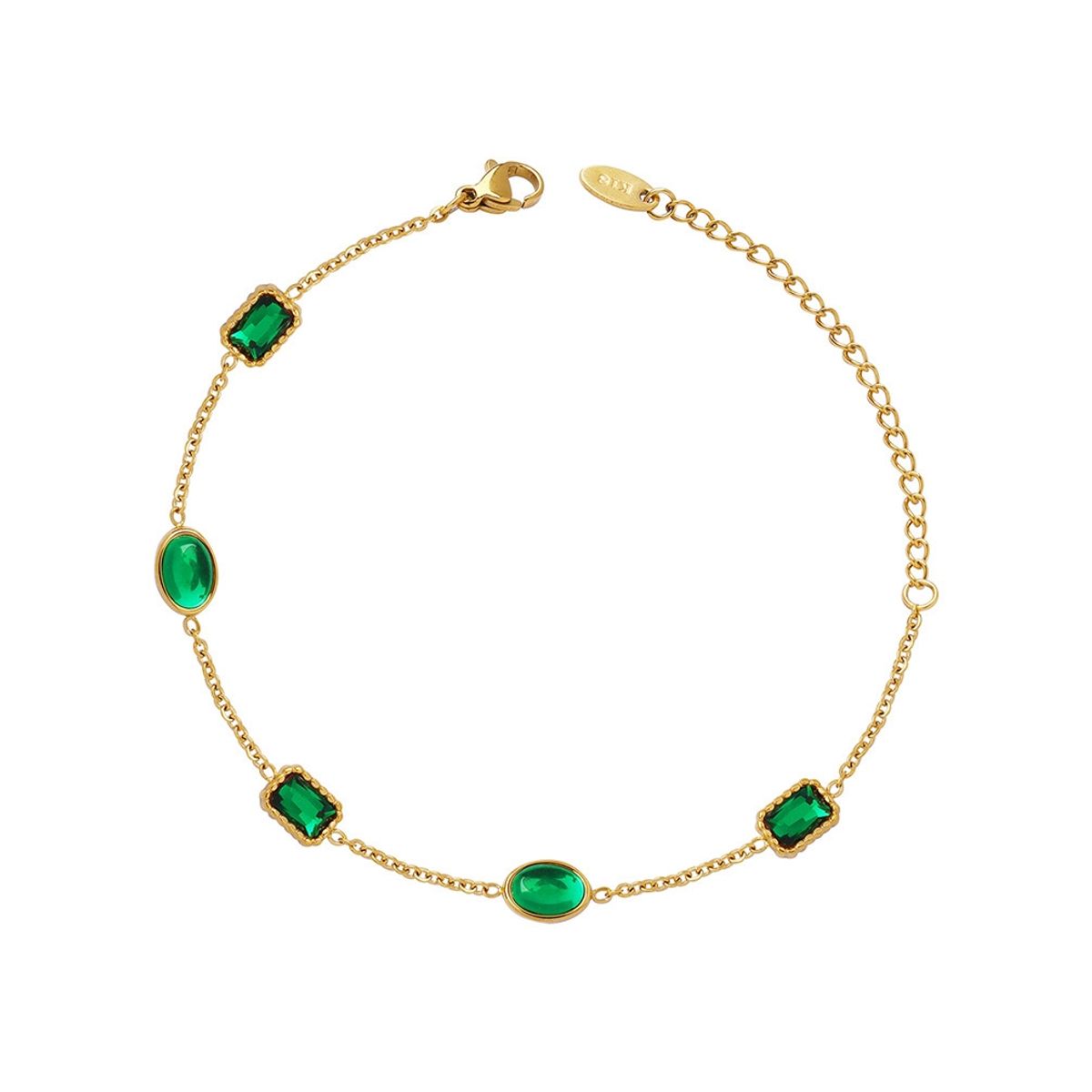 LUX JOYAS - Pulsera Baño Oro Amarillo 18k Cadena Esmeralda Formas