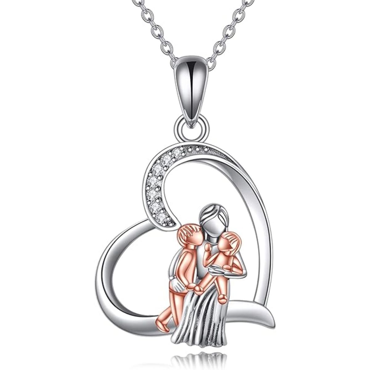 GENERICO - Collar plata 925 mamá y dos hijos