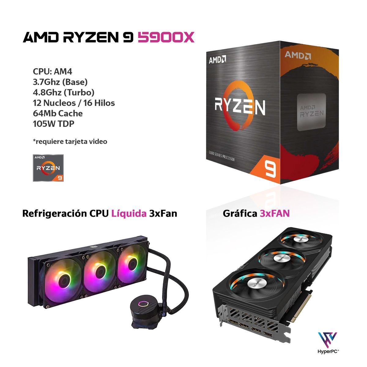HYPERPC - PC GAMER AMD RYZEN 9 5900X 32Gb 2Tb RTX 5080 16Gb