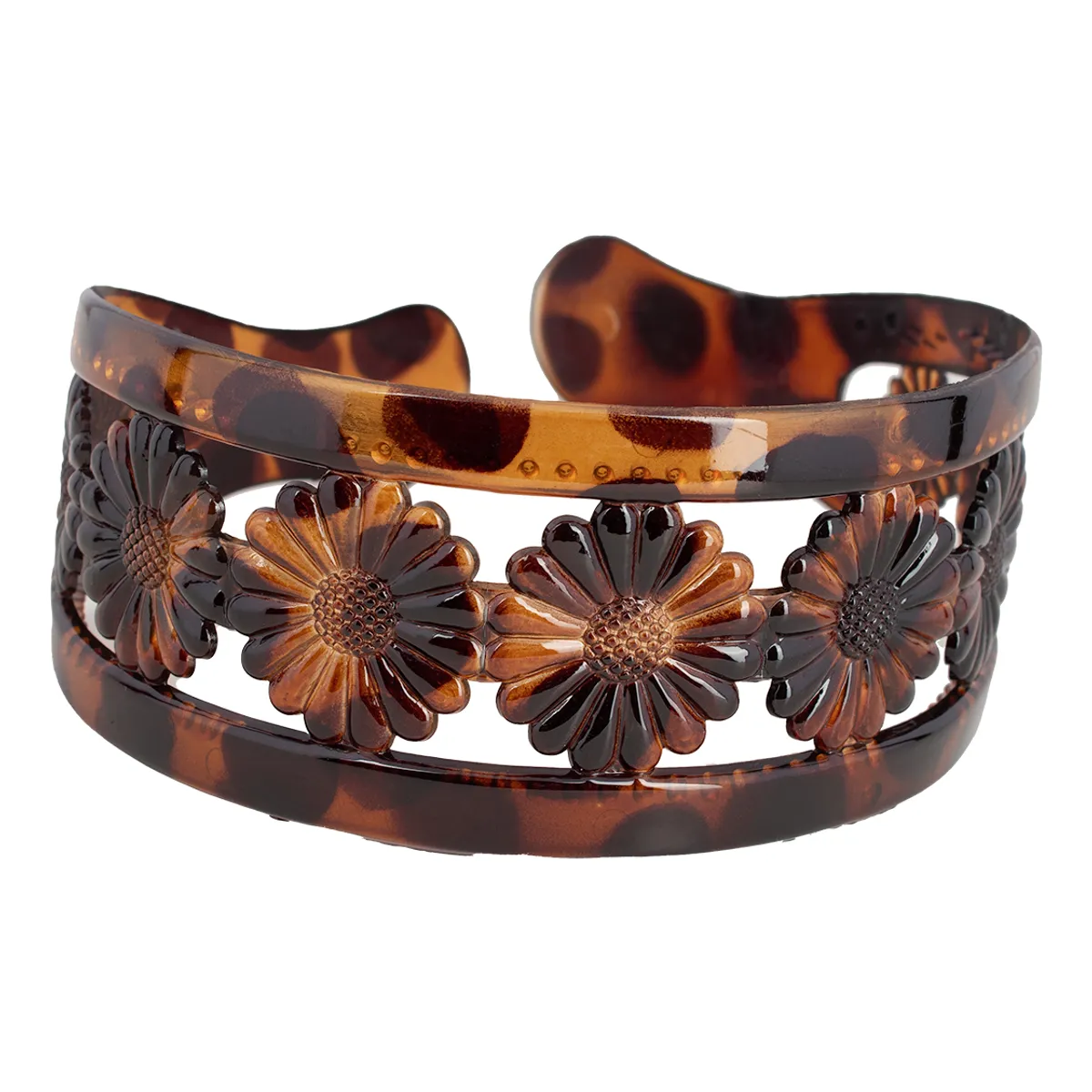 BIJOUTERIA LB20 SPA - Cintillo Diadema Ancho Rígido Cabello Diseño 1 - Marrón