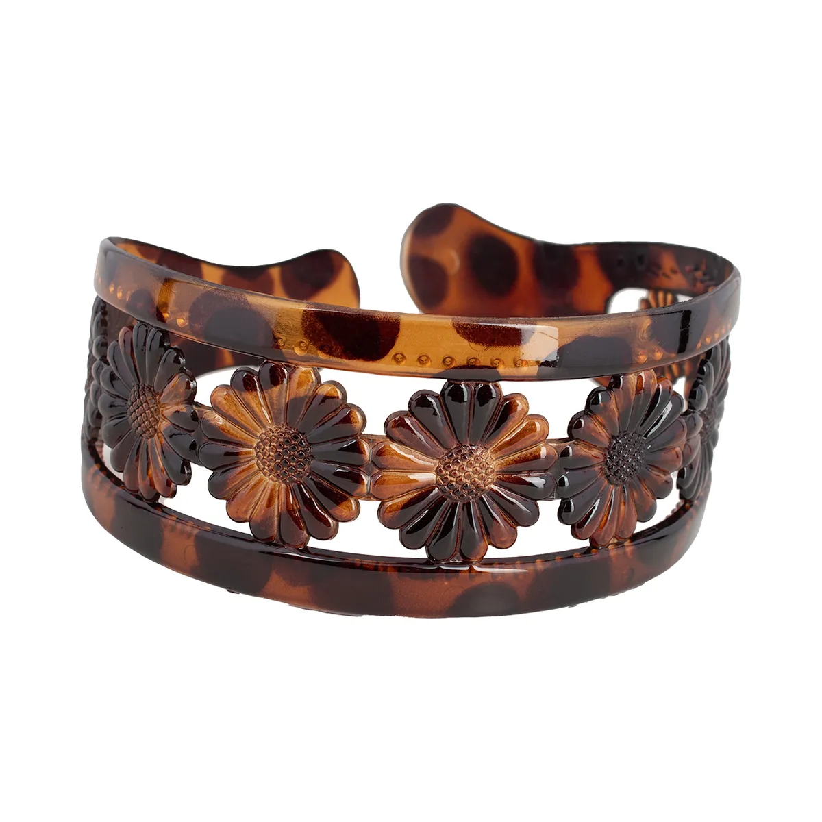 BIJOUTERIA LB20 SPA - Cintillo Diadema Ancho Rígido Cabello Diseño 1 - Marrón