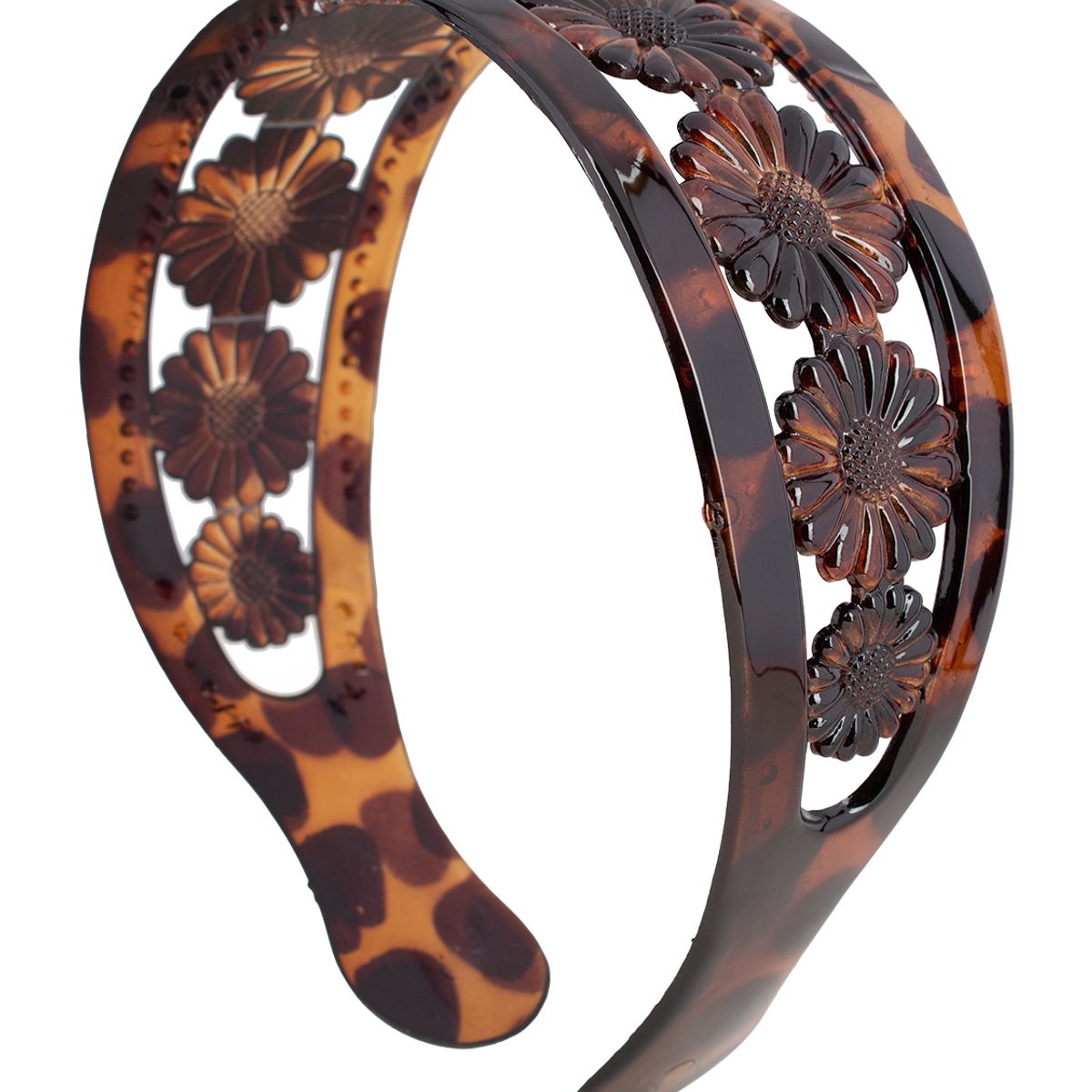 BIJOUTERIA LB20 SPA - Cintillo Diadema Ancho Rígido Cabello Diseño 1 - Marrón