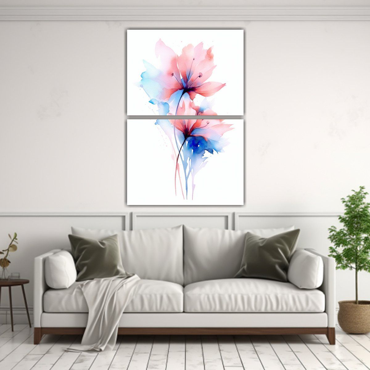 GENERICO - Cuadros Modernos Luminosa Fondo Acuarela Floral 120x160 Cm