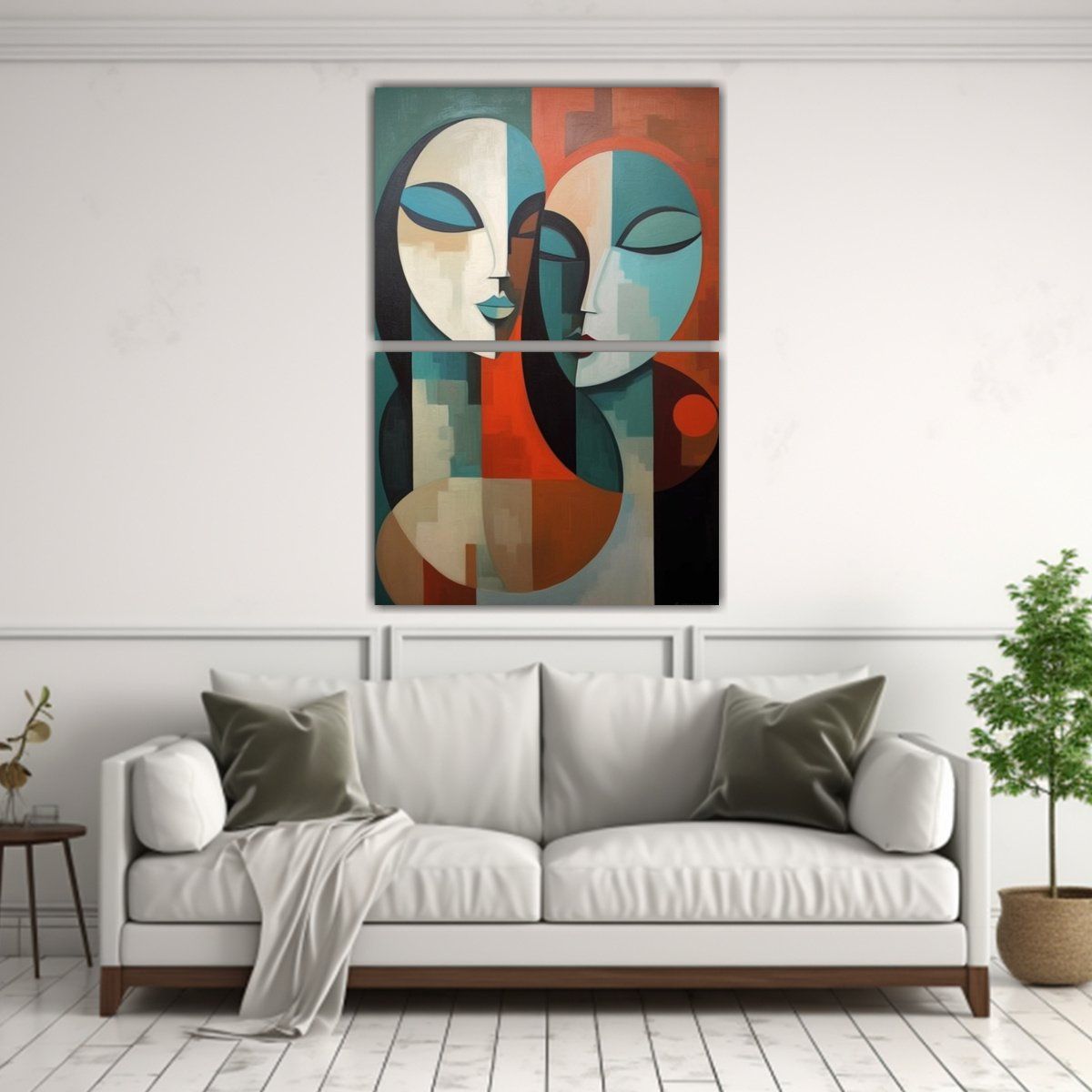 GENERICO - Pintura Abstracta Con Genio Y Cabra En Dos Artes 75x100 Cm