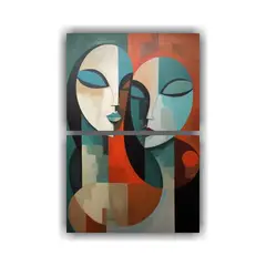 GENERICO - Pintura Abstracta Con Genio Y Cabra En Dos Artes 60x80 Cm