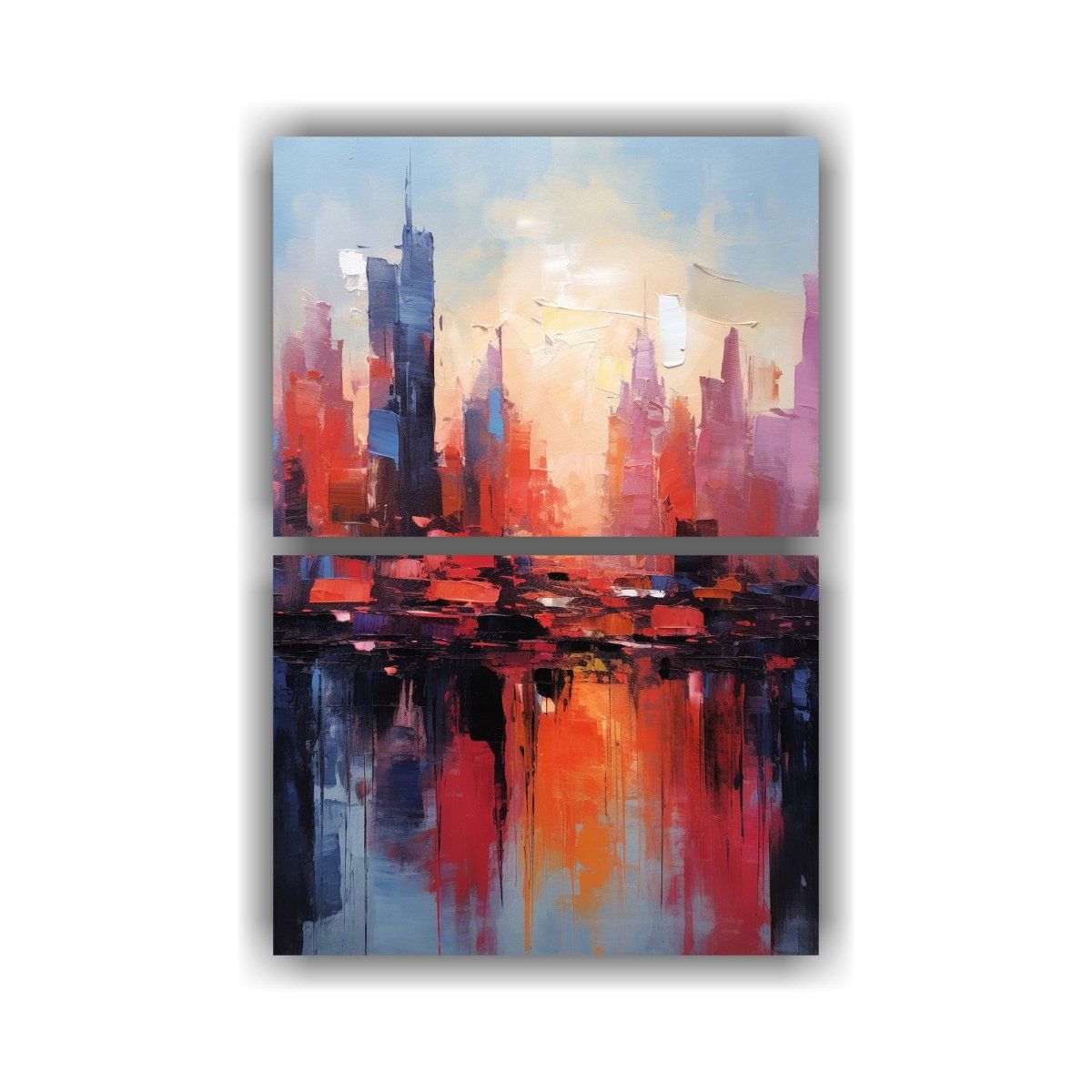 GENERICO - Cuadro Lienzo Decorativo Abstracto De Ciudad 65x100 Cm