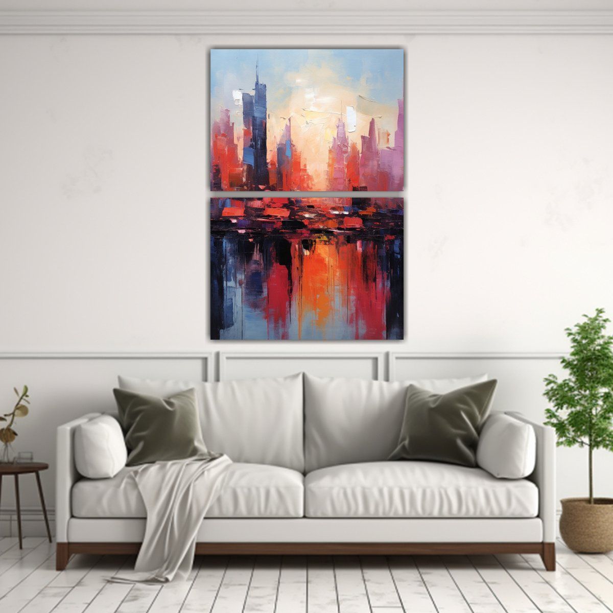 GENERICO - Cuadro Lienzo Decorativo Abstracto De Ciudad 65x100 Cm
