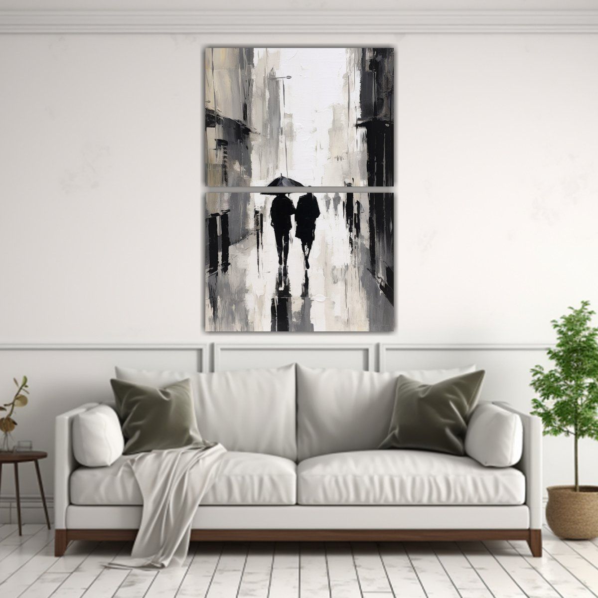 GENERICO - Cuadro De Decoración Estilo Paseo Bajo La Lluvia 65x100 Cm