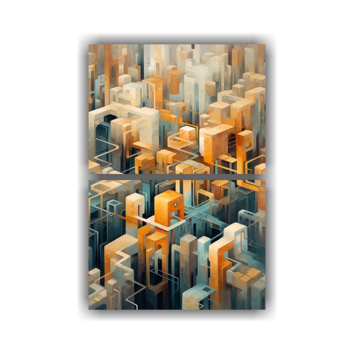 GENERICO - Pintura Abstracta De Edificios En Diseño De 50x80 Cm