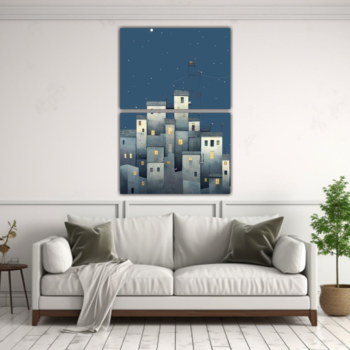 GENERICO - Pintura Minimalista Moderna De Una Ciudad En Tono 75x100 Cm