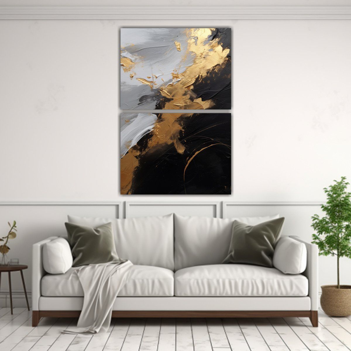 GENERICO - Pintura Contemporánea Minimalista En Blanco Y 50x80 Cm