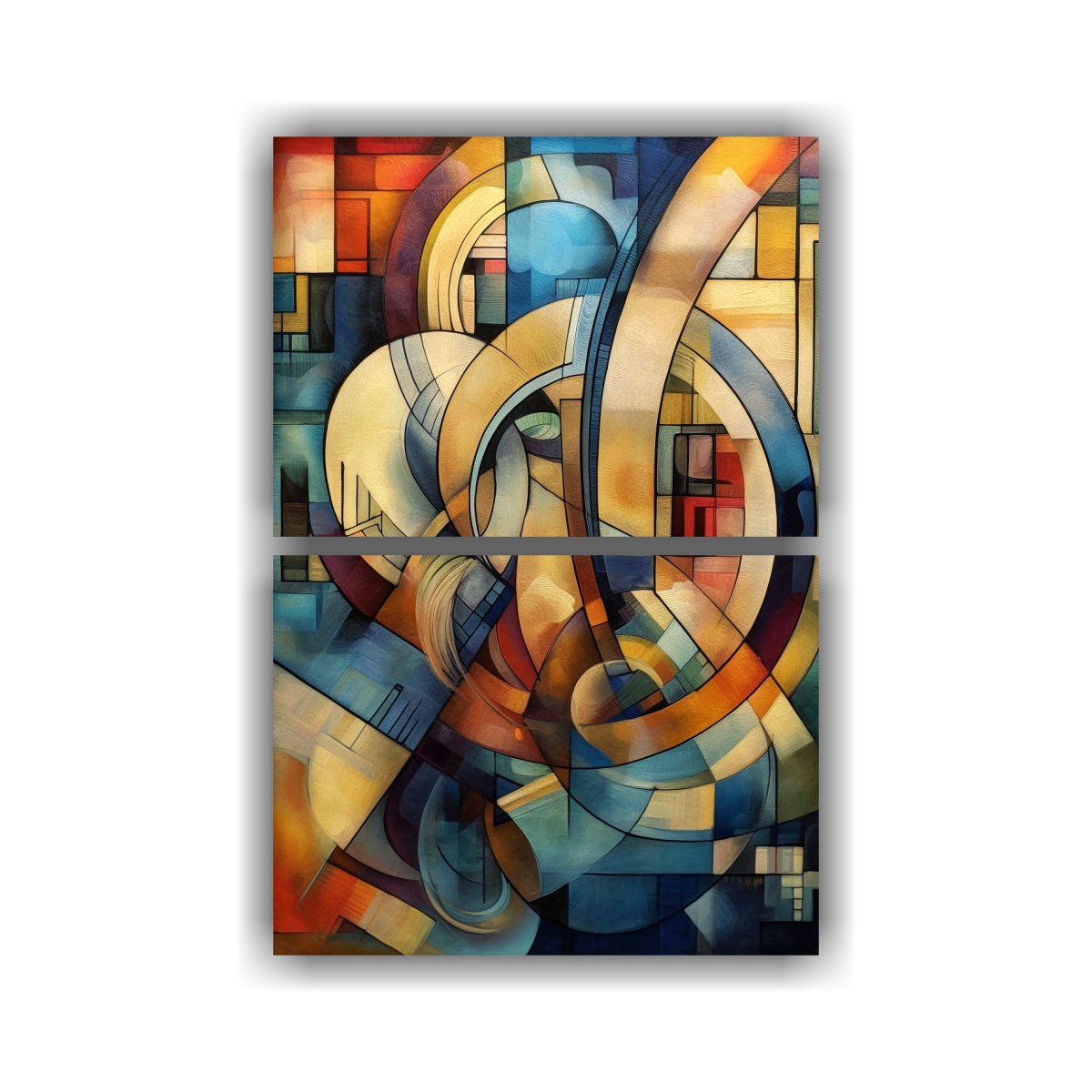 GENERICO - Pintura Abstracta Geométrica Dos Telas En 60x80 Cm