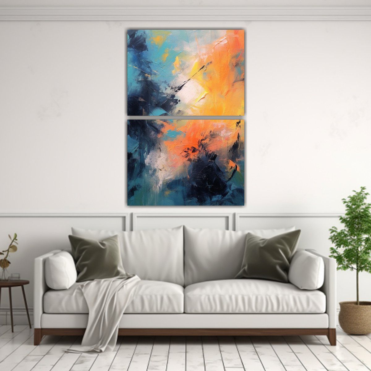 GENERICO - Set 2 Pinturas Vanguardia Abstractas Con Colores 50x80 Cm