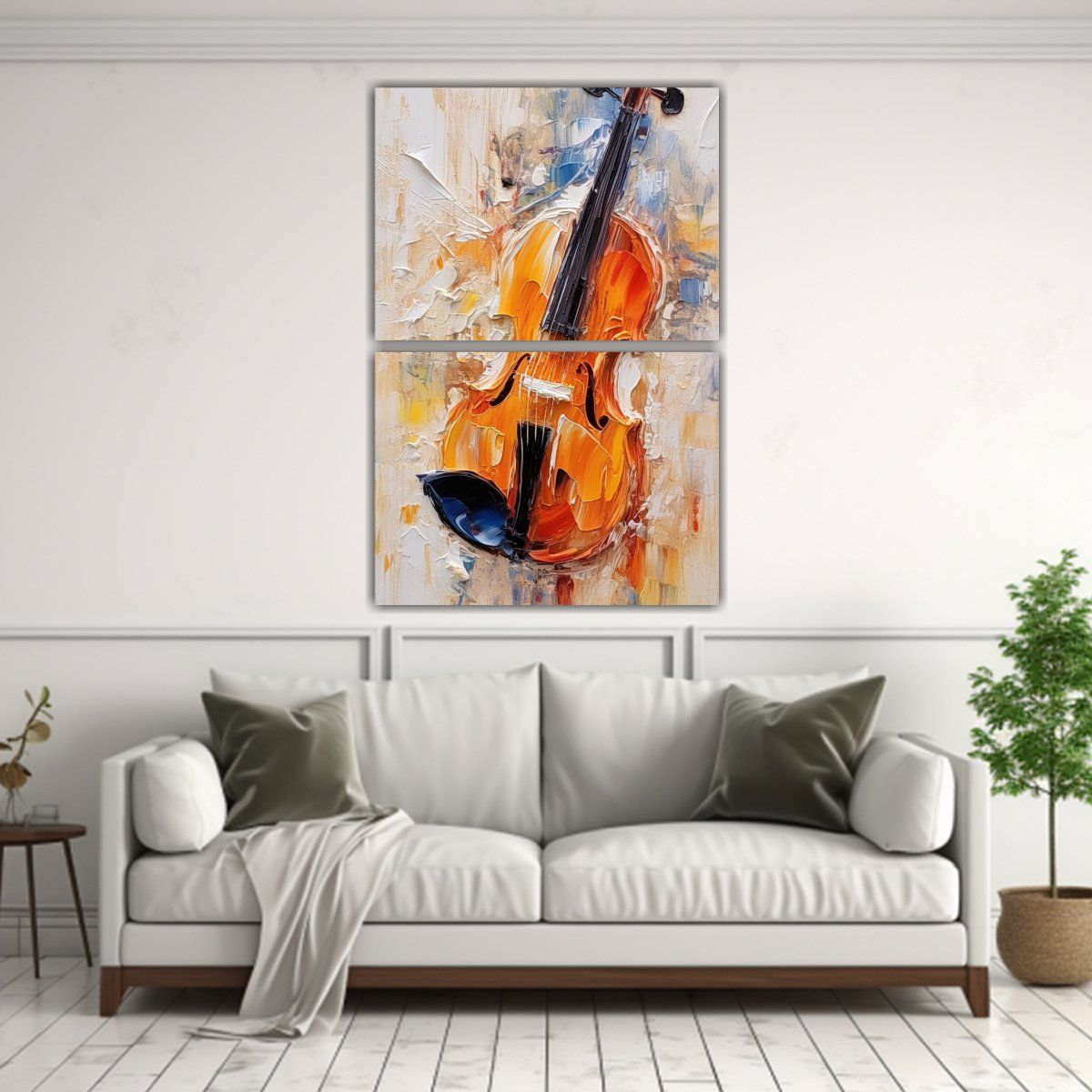 GENERICO - Cuadros Cuadro Urbana Violín Pintura Espátula 75x100 Cm