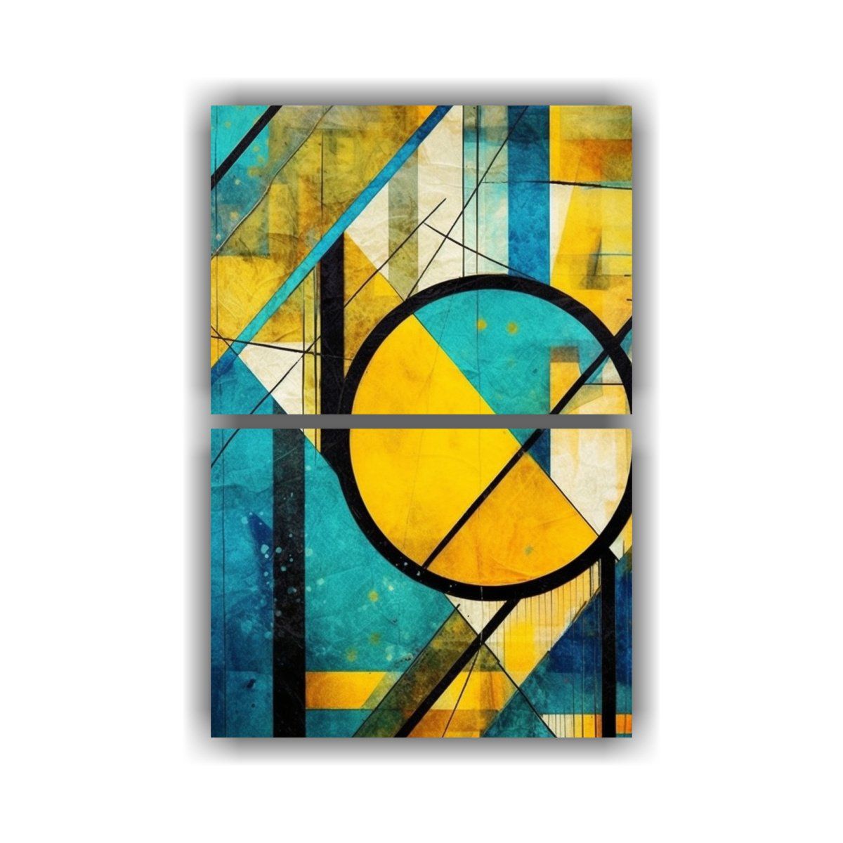 GENERICO - Cuadro Abstracto Enigmático Con Círculos Azules 60x80 Cm