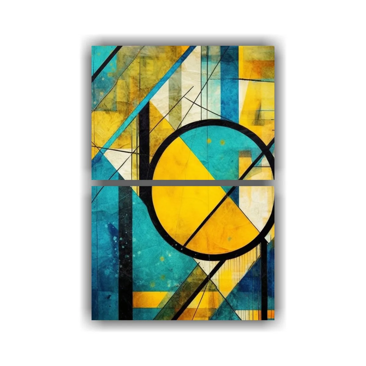 GENERICO - Cuadro Abstracto Enigmático Con Círculos Azules 60x80 Cm