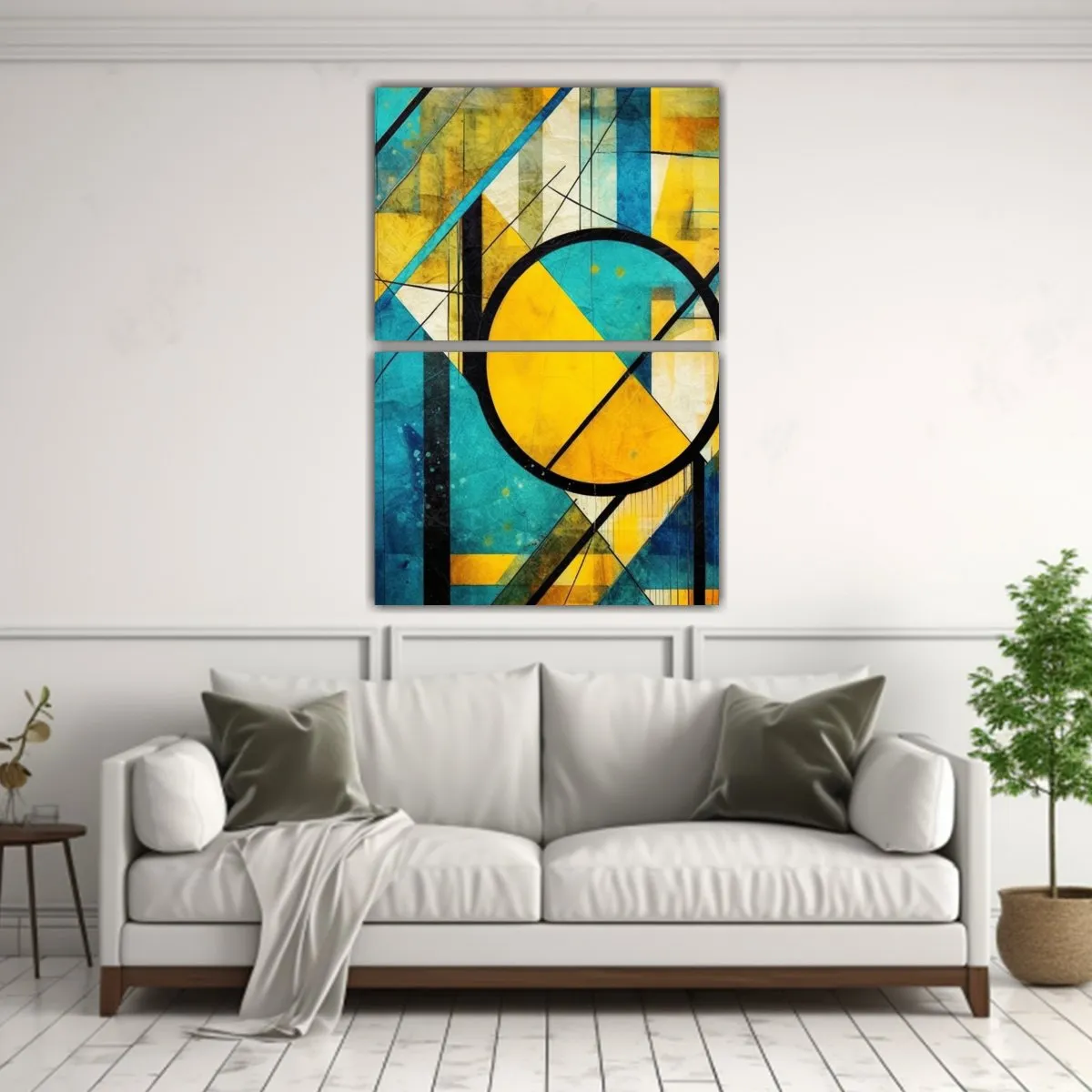 GENERICO - Cuadro Abstracto Enigmático Con Círculos Azules 60x80 Cm