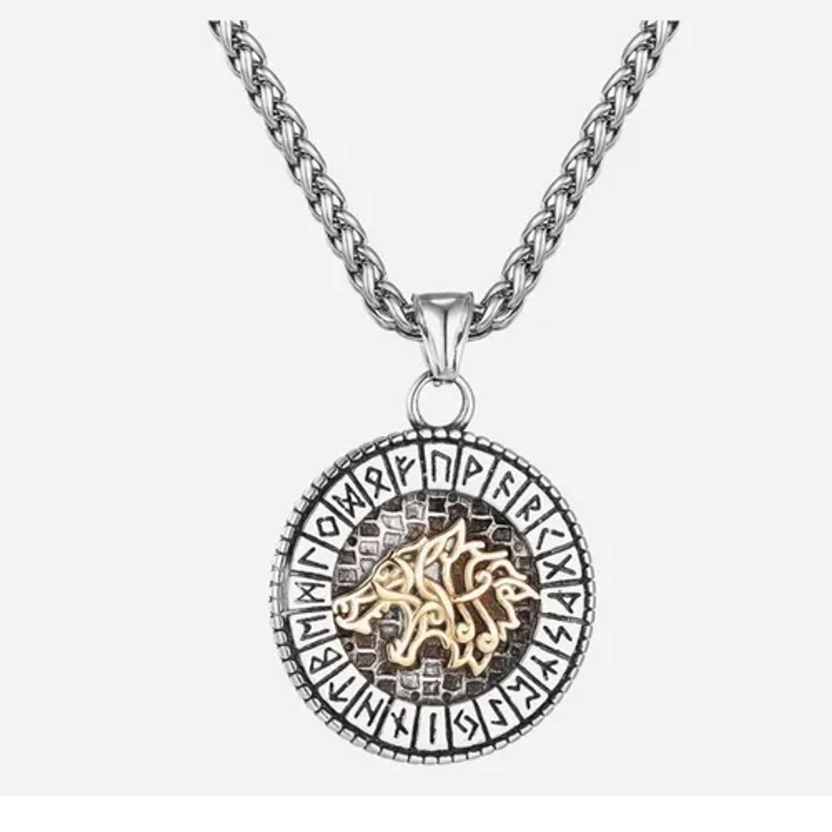 GENERICO - Collar Vikingo Lobo Acero Hombre Moda Vikinga