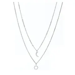 GENERICO - Pack Collar Doble Sol Y Luna Para Damas Parejas Amistad