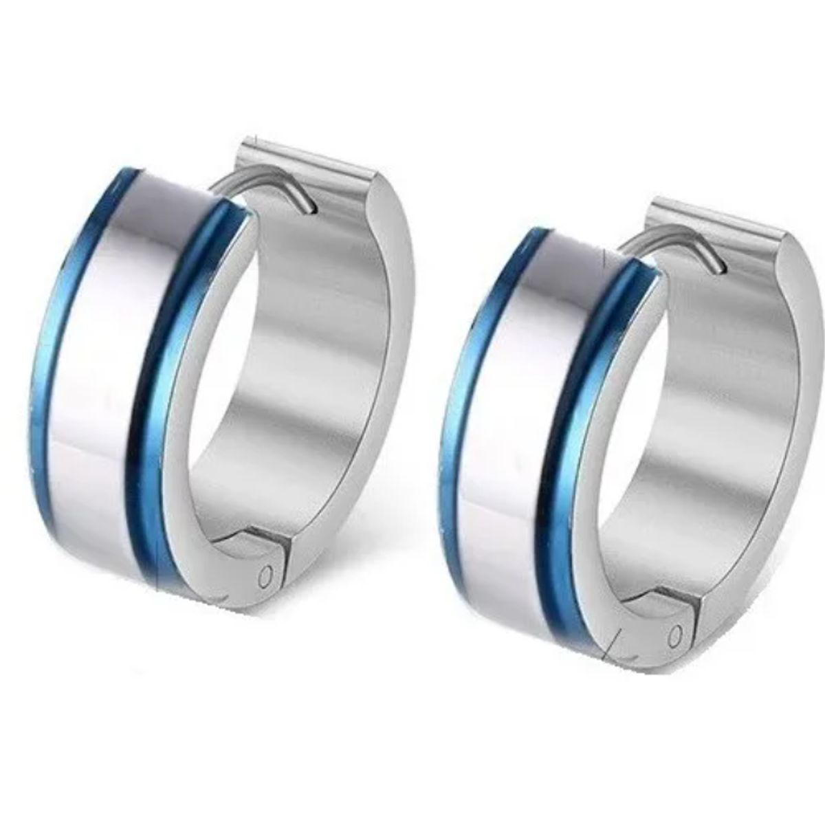 GENERICO - Aros Punk Hombre Mujer Silver Blue Manba Earing Royal Madriz