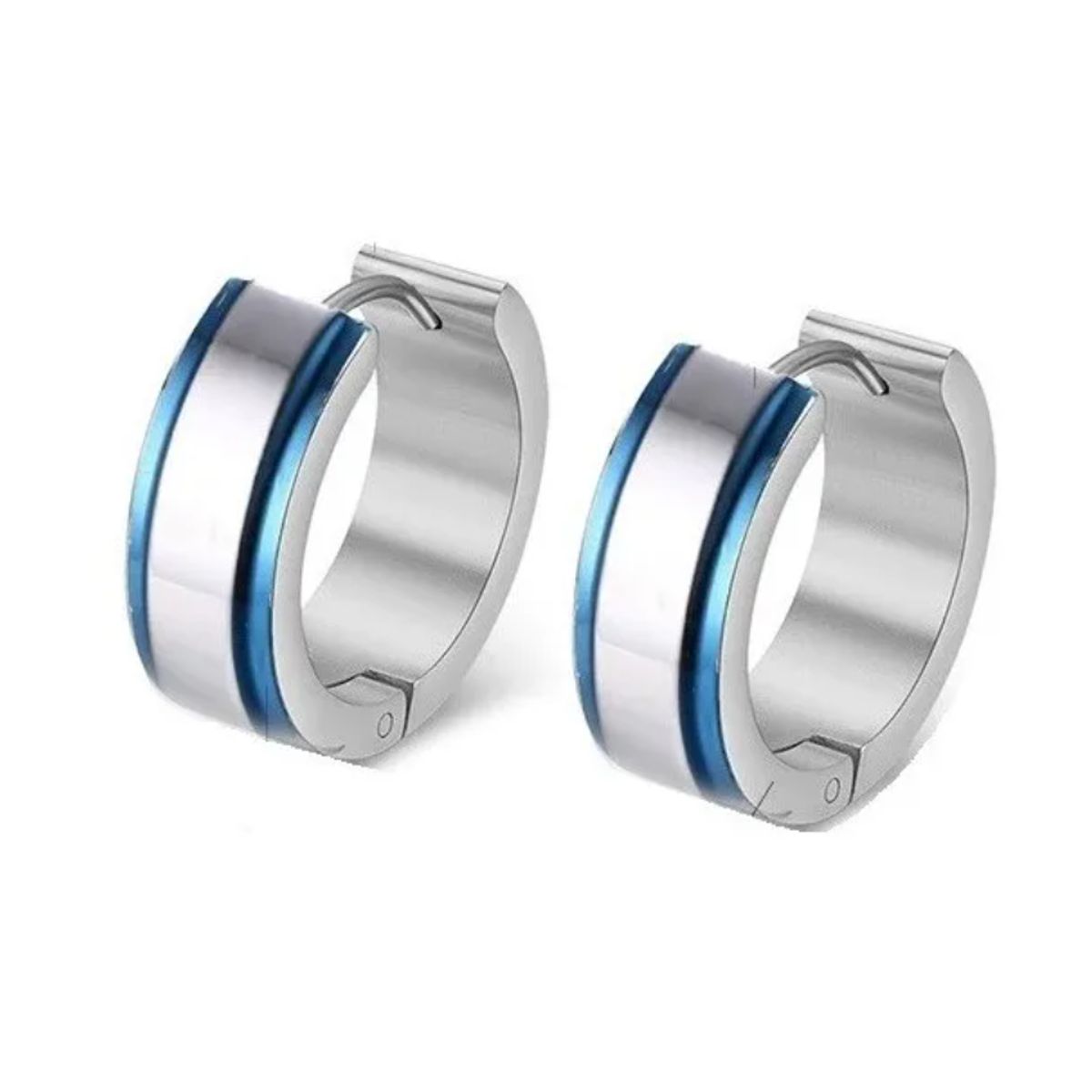 GENERICO - Aros Punk Hombre Mujer Silver Blue Manba Earing Royal Madriz