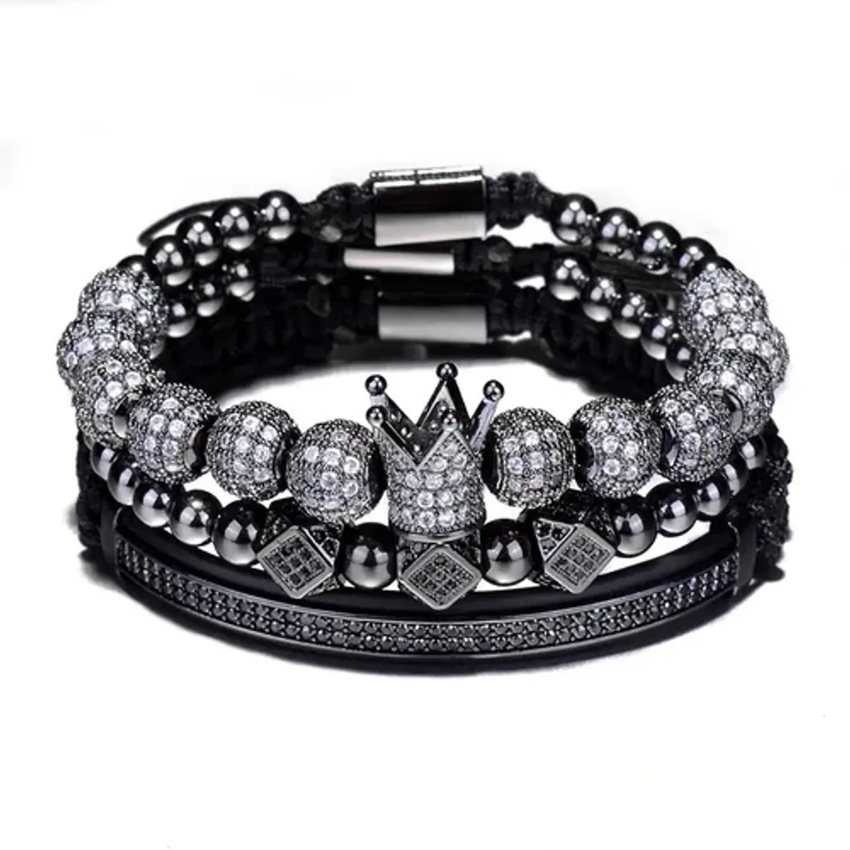 GENERICO - Conjunto 3 Pulsera Black Space Hombre Caballeros Moda