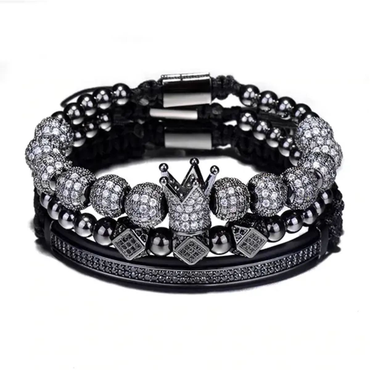 GENERICO - Conjunto 3 Pulsera Black Space Hombre Caballeros Moda
