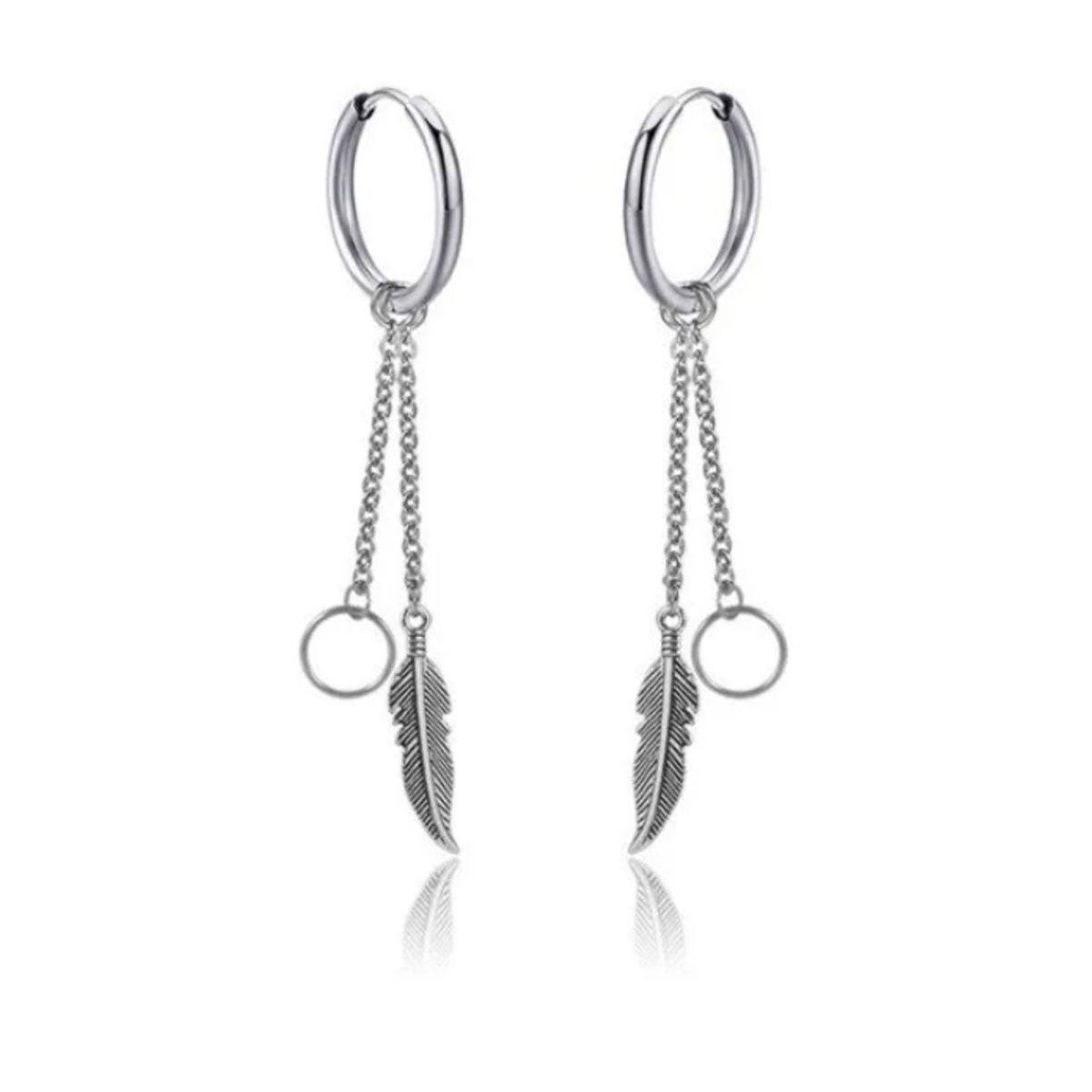 GENERICO - Aros Punk Plumas Aro Silver Space Hombre Mujer Royal Madriz