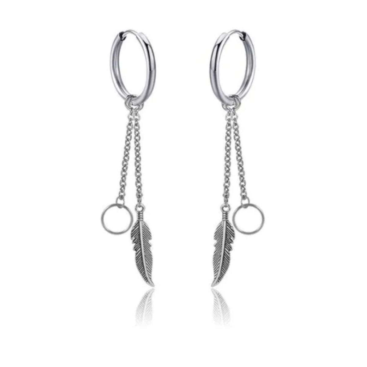 GENERICO - Aros Punk Plumas Aro Silver Space Hombre Mujer Royal Madriz