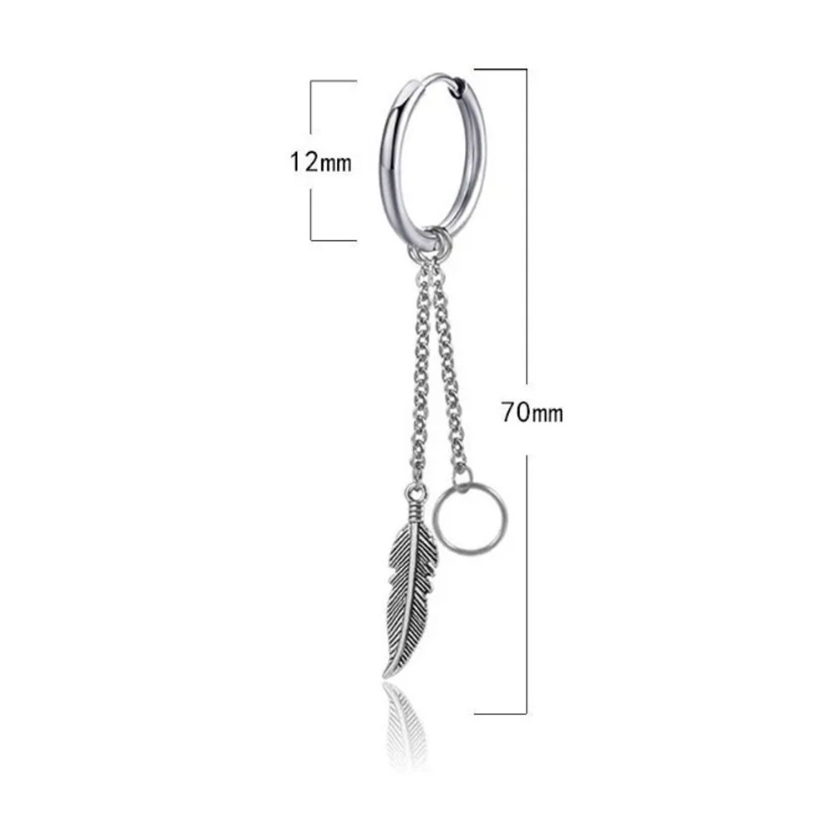 GENERICO - Aros Punk Plumas Aro Silver Space Hombre Mujer Royal Madriz