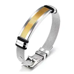 GENERICO - Pulsera De Hombre Tipo Reloj Ajustable Plateado Moda Royal Madriz