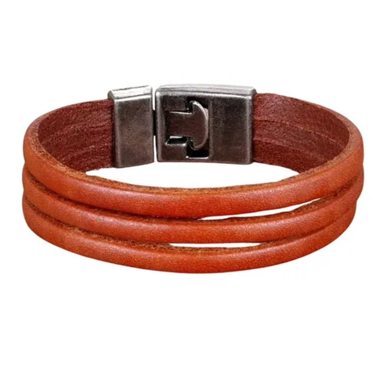 GENERICO - Pulsera Triple Cuero Café Claro Hombre Moda Masculina Royal Madriz
