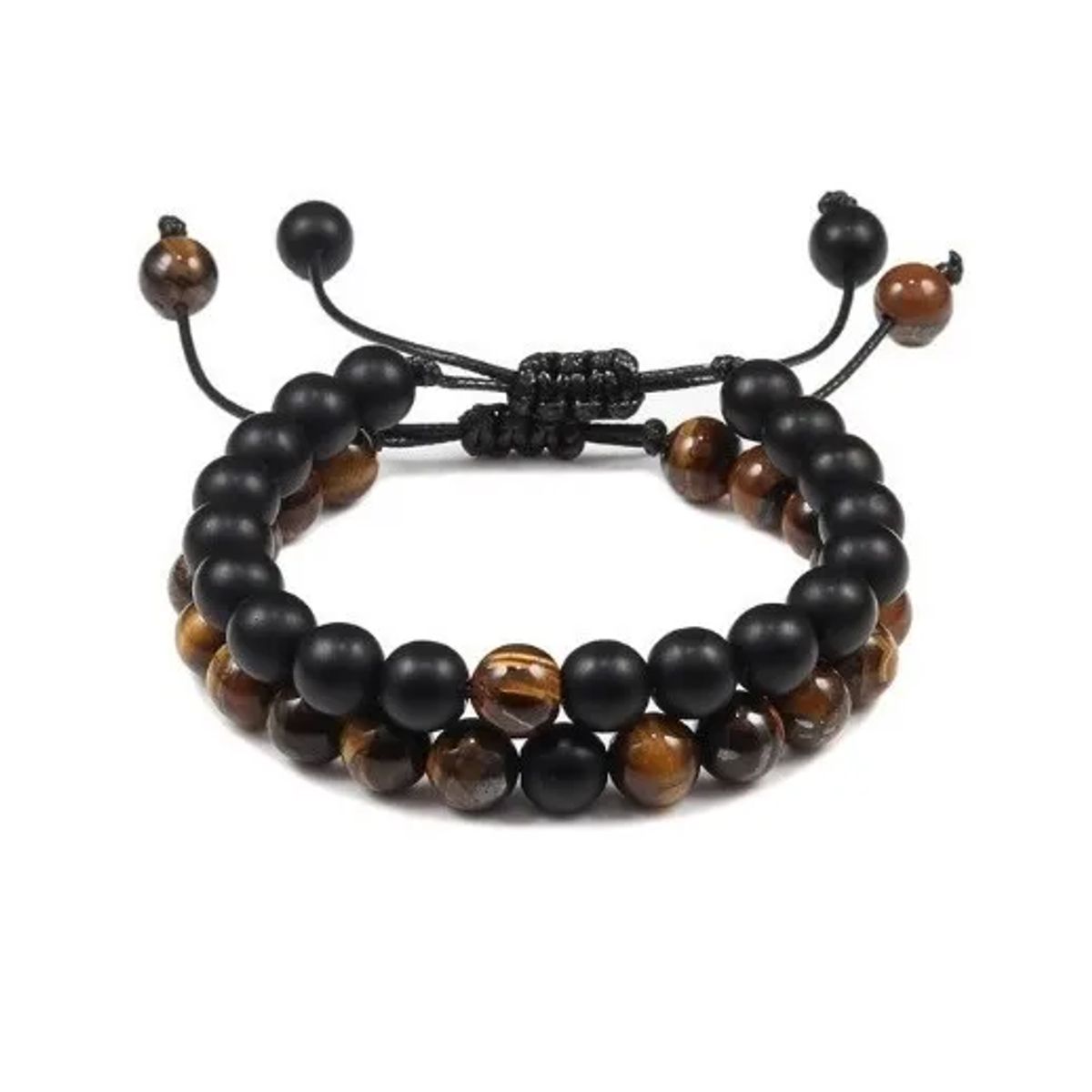 GENERICO - Conjunto Pulseras Piedra Onix Y Ojo De Tigre Royal Madriz