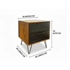 SPACE HOME - Velador industrial rustico 2 cajones con negro