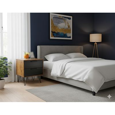 Imagen 2 del producto Velador industrial rustico 2 cajones con negro